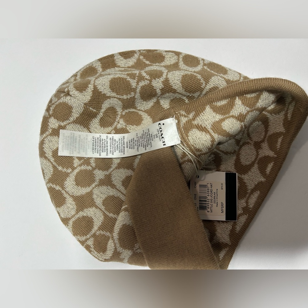 Coach NWT Metallic Brown Signature Beanie‎ - Picture 4 of 5